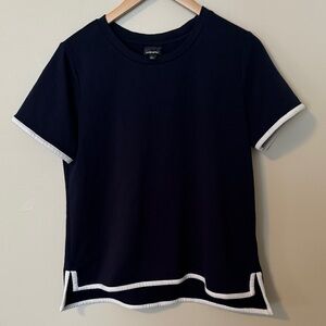 Wallpapher Navy Crewneck Short Sleeve Top